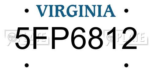 5FP6812 Virginia License Plate