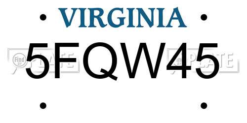 5FQW45 Virginia License Plate