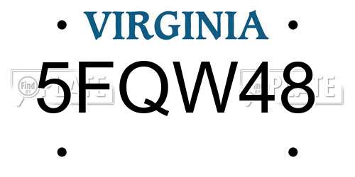 5FQW48 Virginia License Plate