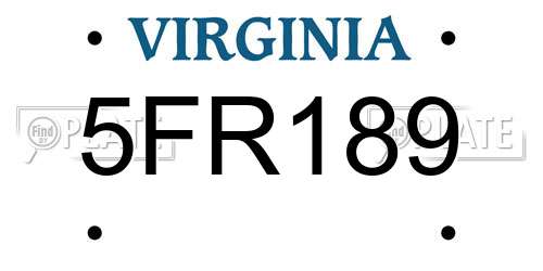 5FR189 Virginia License Plate