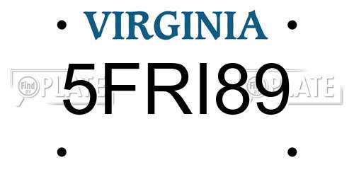 5FRI89 Virginia License Plate
