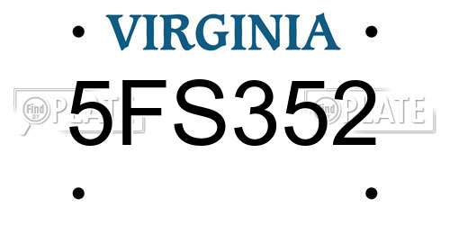 5FS352 Virginia License Plate