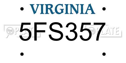 5FS357 Virginia License Plate