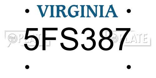5FS387 Virginia License Plate