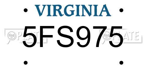 5FS975 Virginia License Plate