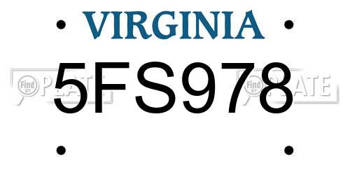 5FS978 Virginia License Plate