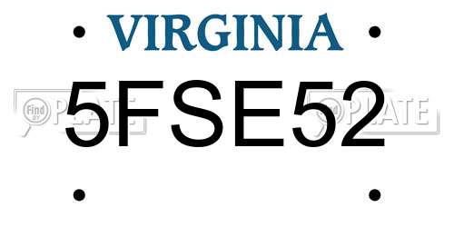 5FSE52 Virginia License Plate