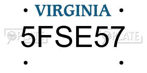 5FSE57 Virginia License Plate