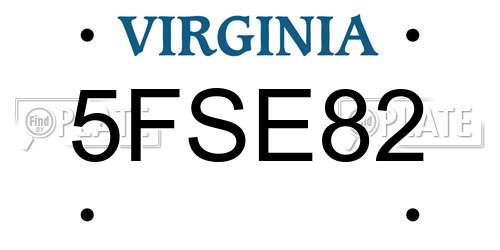 5FSE82 Virginia License Plate