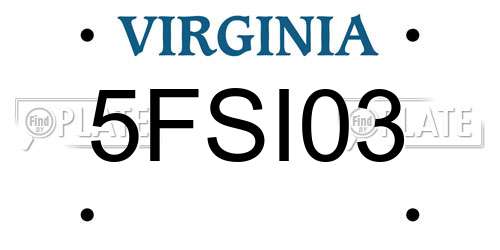 5FSI03 Virginia License Plate