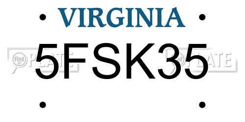 5FSK35 Virginia License Plate