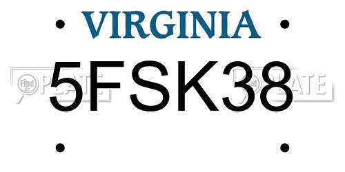 5FSK38 Virginia License Plate