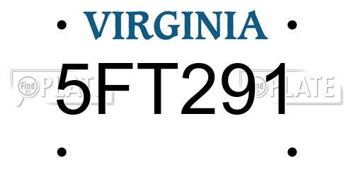 5FT291 Virginia License Plate