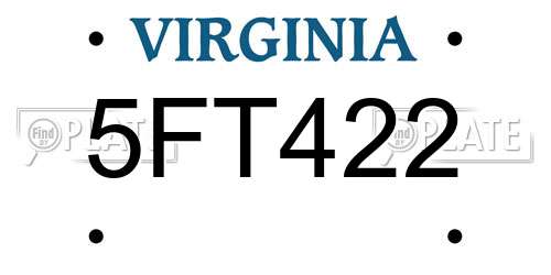 5FT422 Virginia License Plate