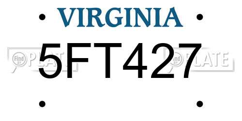5FT427 Virginia License Plate