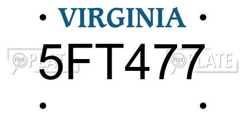 5FT477 Virginia License Plate