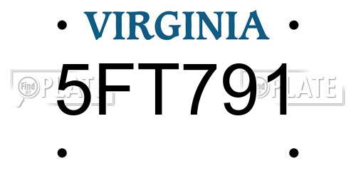 5FT791 Virginia License Plate