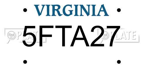 5FTA27 Virginia License Plate