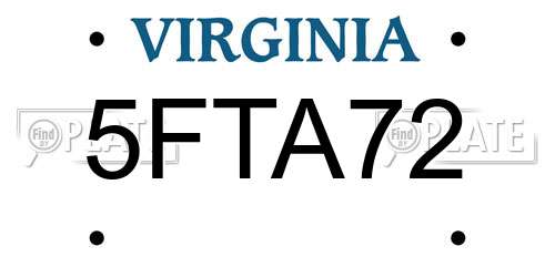 5FTA72 Virginia License Plate