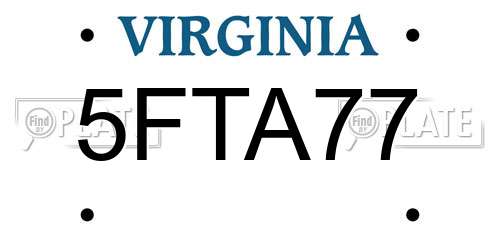 5FTA77 Virginia License Plate