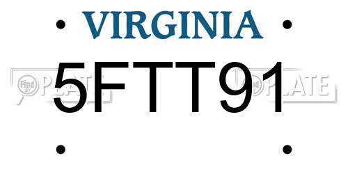5FTT91 Virginia License Plate