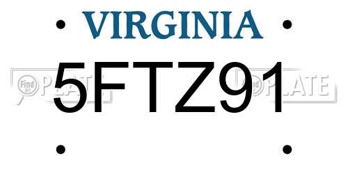 5FTZ91 Virginia License Plate