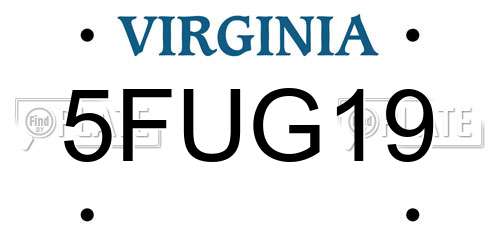5FUG19 Virginia License Plate