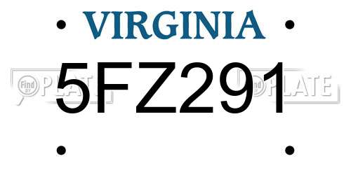 5FZ291 Virginia License Plate