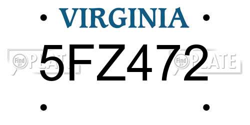 5FZ472 Virginia License Plate