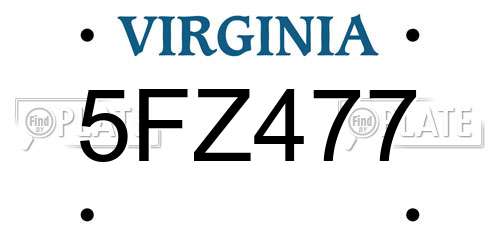 5FZ477 Virginia License Plate
