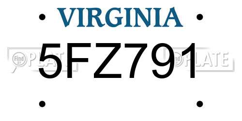 5FZ791 Virginia License Plate