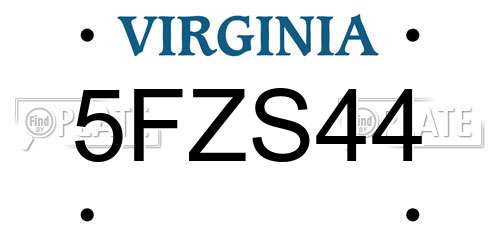 5FZS44 Virginia License Plate