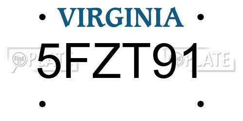 5FZT91 Virginia License Plate