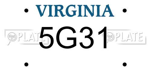 5G31 Virginia License Plate