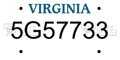 5G57733 Virginia License Plate