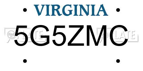 5G5ZMC Virginia License Plate