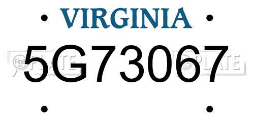 5G73067 Virginia License Plate