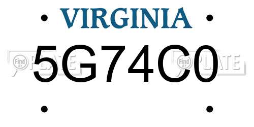 5G74C0 Virginia License Plate