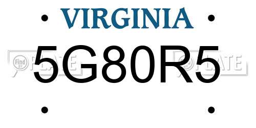 5G80R5 Virginia License Plate