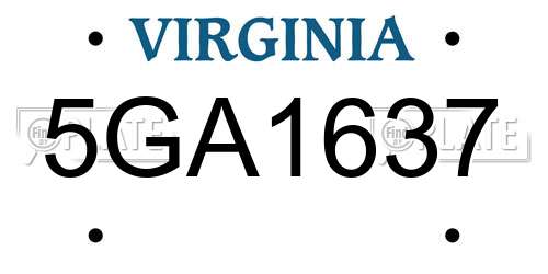 5GA1637 Virginia License Plate