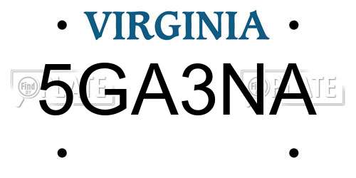 5GA3NA Virginia License Plate