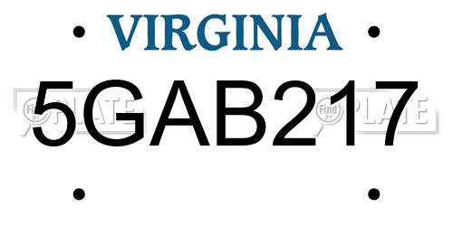 5GAB217 Virginia License Plate
