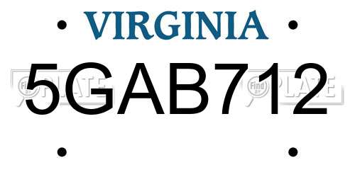 5GAB712 Virginia License Plate