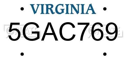 5GAC769 Virginia License Plate