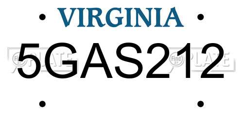 5GAS212 Virginia License Plate