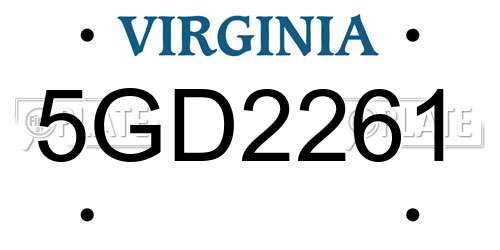 5GD2261 Virginia License Plate