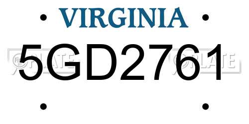 5GD2761 Virginia License Plate