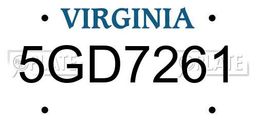 5GD7261 Virginia License Plate