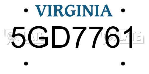 5GD7761 Virginia License Plate