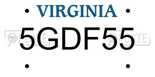 5GDF55 Virginia License Plate